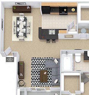 Mabry with Fenced-in Yard Mabry with Fenced-in Yard 3D 3 bedroom apartment. Kitchen with bartop open to living & dinning room. 2 full bathroom. Walk-in closets in all bedrooms. Patio/balcony, with storage & yard.